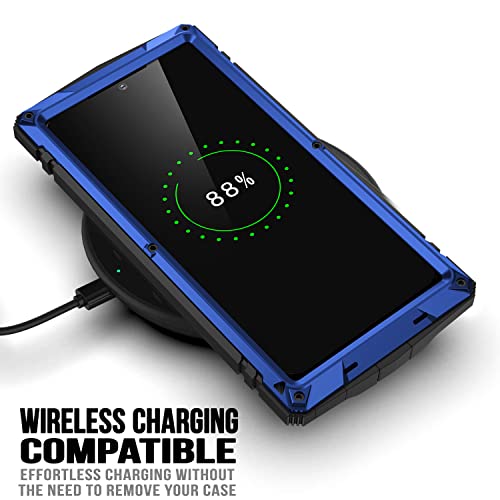 Simicoo for Samsung Galaxy S25 FE Metal Military Heavy Duty Case, Metallic Bumper Shockproof Dustproof Rugged Tough with Stand Screen Protector Camera Control Full Body Drop Protective Cover (Blue) - color: Blue