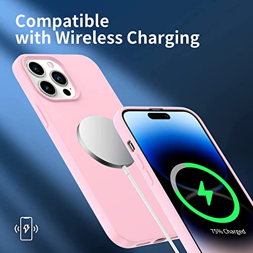 Compatible with iPhone 14 Pro Case 6.1, Slim Silicone 3 Layers Full Covered Soft Gel Rubber Cover Protective Phone Case with Anti-Scratch Microfiber Lining (Pink) - color: Pink, size: iPhone 14 Pro