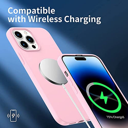 Compatible with iPhone 14 Pro Case 6.1, Slim Silicone 3 Layers Full Covered Soft Gel Rubber Cover Protective Phone Case with Anti-Scratch Microfiber Lining (Pink) - color: Pink, size: iPhone 14 Pro