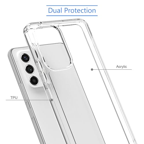 Crystal Clear case for Samsung Galaxy A33 5G [Non-Yellowing][10FT Military Grade Protection] Anti-Scratch Protective Transparent Cover with Acrylic Hard(Back) + Soft TPU Bumper(Sides) - Clear
