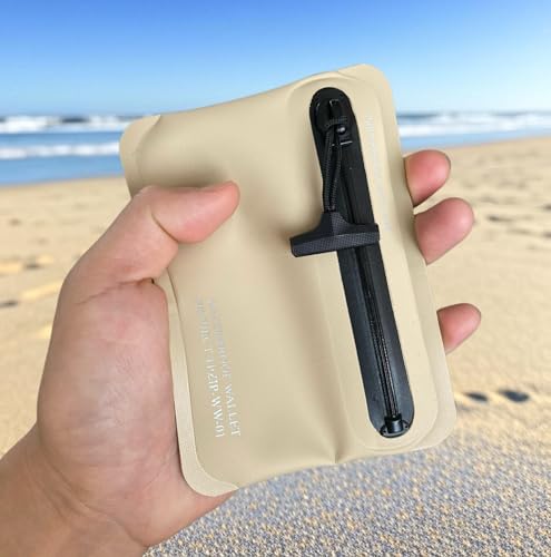 Heavy Duty Airtight Wallet Submersible Waterproof Wallet Protection for Keys, Cards - color: Light Khaki (Hypalon Texture), size: 5.2" X 4" / 13.5CM X 10 CM