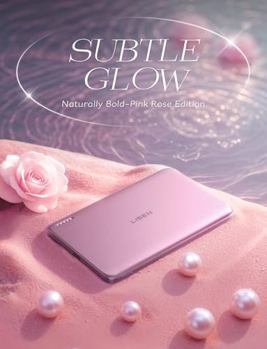 LISEN 0.3‘’ Ultra Slim MagSafe Portable Charger,5000mAh Wireless Card Slim MagSafe Battery Pack iPhone 17 Air Accessories,Magnetic Power Bank for iPhone 17 Pro Max Plus Air/16/15/14/13/12，Pink - color: Pink