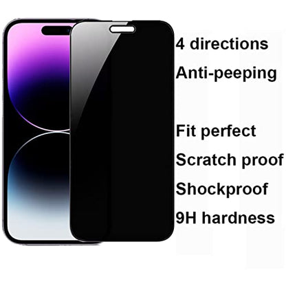 2 Pack 360 Degree Privacy Tempered Glass for iPhone 14 Pro Max Anti-Spy 4 Directions Screen Protector Film 4 Sides Anti-Peeping 6.7 inch - size: For iPhone 14 Pro Max