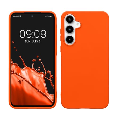 kwmobile Case Compatible with Samsung Galaxy A55 5G Case - Soft Slim Protective TPU Silicone Cover - Neon Orange - color: neon orange, size: Galaxy A55 5G