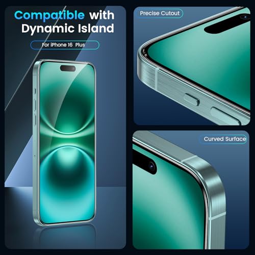 Fotbor for 3Pack iPhone 16 Plus Screen Protector with 3Pack Camera Lens Protector, 9H+ Tempered Glass Easy Installation Kit, Case Friendly iPhone 16 Plus - size: iPhone 16 Plus-6.7 inch