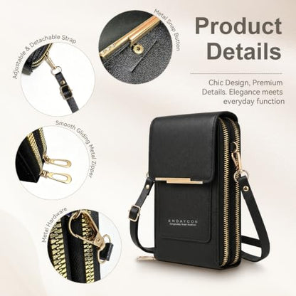 Women's Touch Screen Mobile Phone Messenger Bag, 2026 Anti Touchscreen Crossbody Phone Purse for Women,Anti-Theft Leather Bag - color: Green