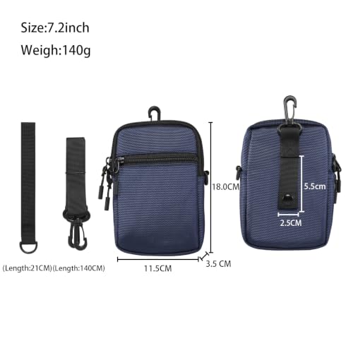 Multi-Functional Cell Phone Belt Holster, Water Repellent Nylon Crossbody Waist Bag Fits 7.2 Inch Phones, 4 Ways Wear Shoulder Hand Wrist Carry Pouch for Outdoor Travel Hiking(Blue) - color: Blue