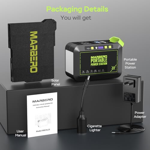 MARBERO Solar Powered Generator 88Wh, 120W Surge with 25W Solar Panel Kit - color: Green Gray