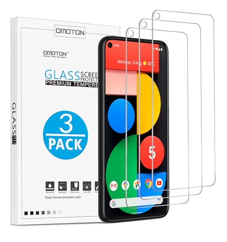 OMOTON [3 Pack Screen Protector for Google Pixel 5 - Tempered Glass/Case Friendly/Anti Scratch Screen Protector for Google Pixel 5 - size: Pixel 5 - 6 Inch