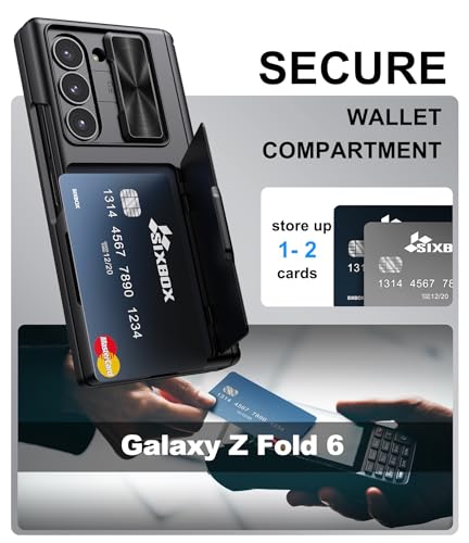 for Samsung Galaxy Z Fold 6 Case, Card Holder & Belt Clip, Black - color: Black-B