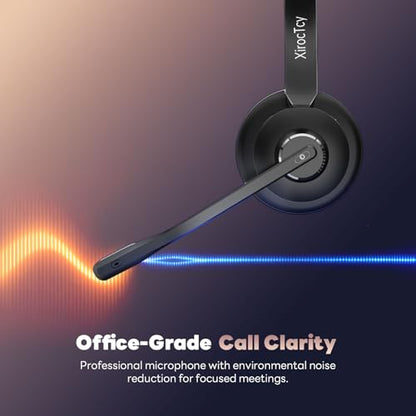 Wireless Headset with Mic for Work, Bluetooth Headset, Mic Clear Calls, Wireless Headphones with AI Noise Cancelling Microphone (Bluetooth 5.3 & Mic Mute), for Laptop (Without USB Dongle)