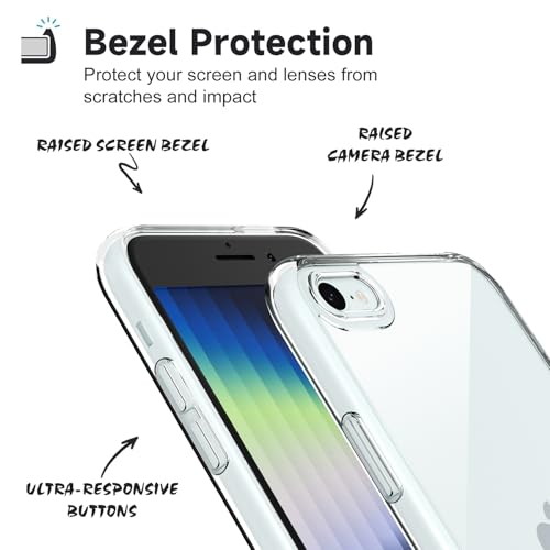 LoeoeL for iPhone SE 2022/2020/ 7/8 Case Clear, Transparent Hybrid SE Phone Case [Hard Plastic & Soft Silicone Bumper] Acrylic Non Yellowing Thin Slim Protective Cover, Crystal Clear - color: Crystal Clear, size: SE / 7 / 8