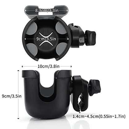 Accmor Wheelchair Cup Holder with Phone Holder, ﻿Universal 360° Rotatable Walker Cup Holder Rollator Scooter Accessory - color: Grey