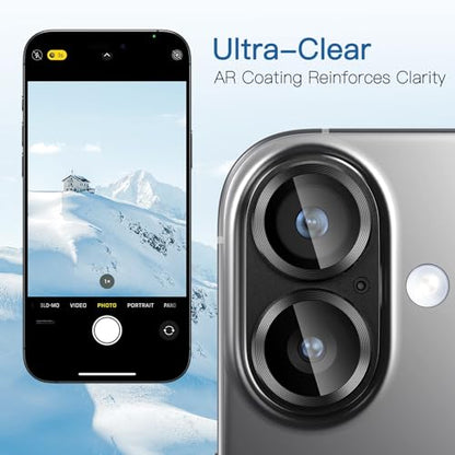 [2 Pack Camera Lens Protector for iPhone 17,9H Tempered Glass,Aviation Aluminum Plate Cover,Night Circle,No Bubble,HD Clarity,Case Friendly,Easy Installation-Black - size: for iPhone 17