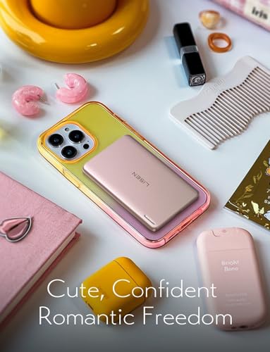 LISEN Qi2 15W Ultra Slim MagSafe Battery Pack,5000mAh Fast Charging MagSafe Power Bank Slim Wireless,Slim Magnetic Portable Charger,Magnetic Power Bank for iPhone Air/17/16/15-12 Series，Pink - color: Pink