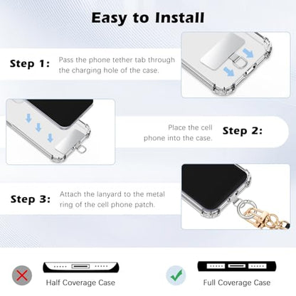 MoKo 2pcs Phone Tether Tab, Stainless Steel Cell Phone Lanyard Pads - color: Silver