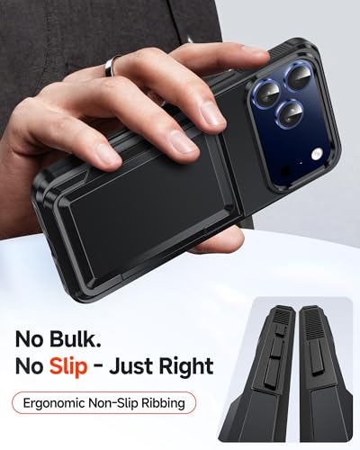 LeYi for iPhone-17-Pro Wallet Case: Black i Phone iphone17 17pro with Card Holder Cover iPone iohone Protective Funda para Military Grade Heavy Duty Men Phone17 iphone17pro Procase, Black - color: Black, size: iPhone 17 Pro 6.3''