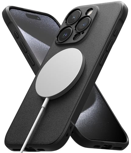 Ringke Onyx for iPhone 15 Pro Case, [Compatible with MagSafe] Oil & Dirt Resistant, Individual Lens Covers for Cameras, Non-Slip Enhanced Grip Lightweight Cover - Magnetic Black | Compatible with MagSafe, Anti-Fingerprint Texture, Slim & Lightweight Desig