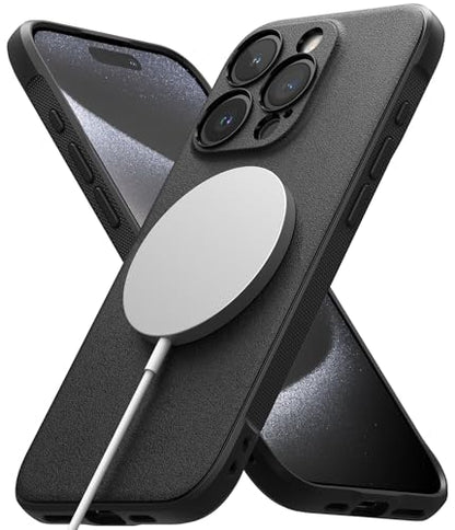 Ringke Onyx for iPhone 15 Pro Case, [Compatible with MagSafe] Oil & Dirt Resistant, Individual Lens Covers for Cameras, Non-Slip Enhanced Grip Lightweight Cover - Magnetic Black | Compatible with MagSafe, Anti-Fingerprint Texture, Slim & Lightweight Desig