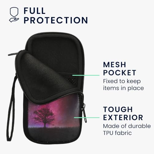 kwmobile Neoprene Sleeve for Smartphone Size XXL - 7" - Shock Absorbing Pouch Case - Protective Phone Bag - Cosmic Nature Dark Pink/Dark Blue/Black - style: Cosmic Nature 08-17-01