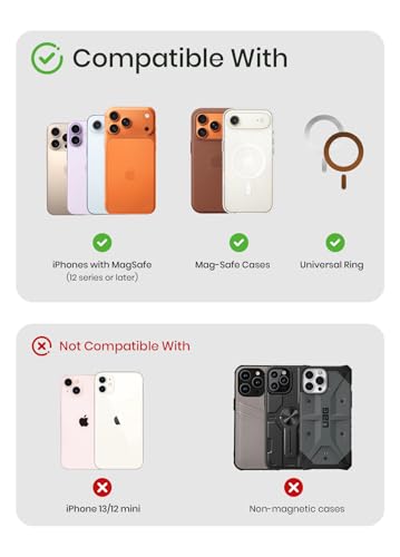 for MagSafe Wallet,Magnetic Card Holder,Leather Wallet Holds 5 Cards | Phone Wallet for iPhone 17/16/15/14/13/12 Series,RFID Blocking Vegan Leather, Ideal for daily use, travel, and business. - color: BLACK