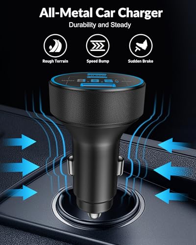 130W 3-Port USB C Super Fast Car Charger (with Voltage Display) for Samsung