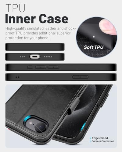 OCASE for iPhone 17e/iPhone 16e Wallet Case, Card Holder, Spliced Gray | RFID Blocking, Kickstand, Magnetic Closure, PU Leather Flip Folio, Shockproof TPU Shell, Protective Phone Cover (6.1") - color: Spliced Gray