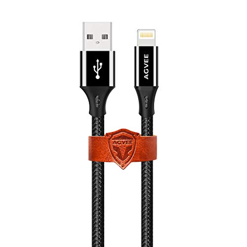 AGVEE 3 Pack 1.5ft Short Lightning Carplay Charging Cable, Hardened End Tip