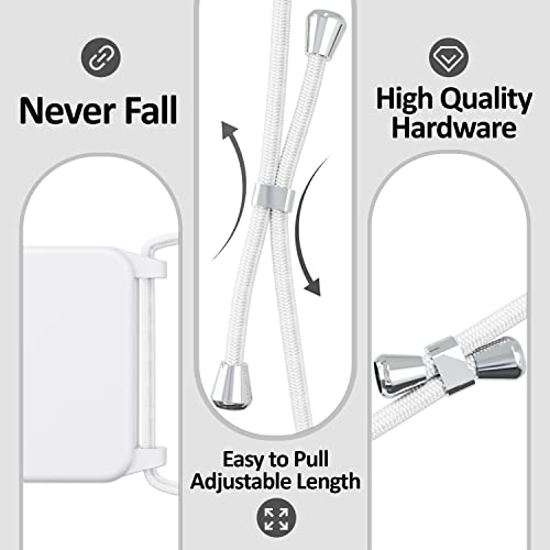 Crossbody Lanyard Strap Case for iPhone 14 Pro Max, Neck Cross Body, Adjustable Holder Removable, Drop Protection Shockproof, Hands-Free Silicone Case 6.7 inch, 150 cm Strap, iP14PM - White - color: White
