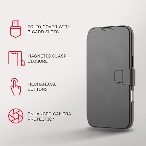 Tech21 EvoLite Wallet for iPhone 16 Plus - 3 Card Slot Wallet - Impact Protection Case - in Black - color: Black, size: iPhone 16 Plus