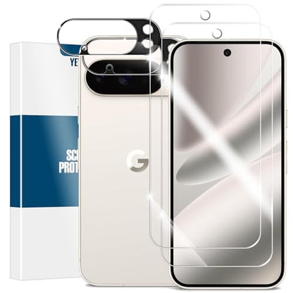 Screen Protector for Google Pixel 10 Pro, [2+2 Pack] Tempered Glass & Camera Lens Protectors[Ultrasonic Fingerprint Unlock] [Case Friendly] [Bubble-Free] Screen Protector Glass For Pixel 10 Pro - size: Google Pixel 10 Pro