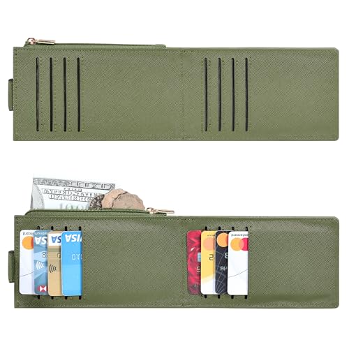 Chelmon Women's RFID Slim Card Holder Wallet | Thin Bifold Multi Card Case with Zipper Coin Pocket Purse for Women(Green Army) - color: Green Army