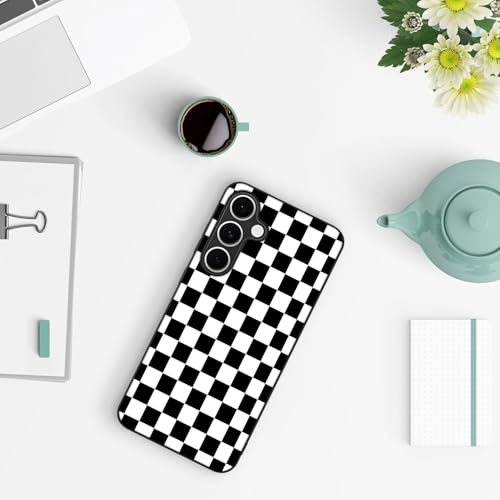 Compatible with Samsung Galaxy S24 Fe Case Checkered Pattern | Anti-Scratch Hard PC Back, Non-Slip Soft TPU Sides, Shockproof Protection Cover - color: Checkered