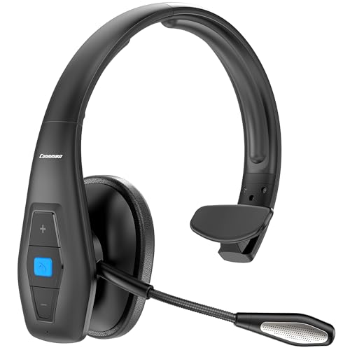 Conambo Bluetooth Headset V5.1, Trucker Bluetooth Headset with CVC8.0 Dual Mic Noise Canceling & Mute Button & 60 Hrs Workingtime Wireless On-Ear Headphones for Trucker Home Office Work Cell Phones