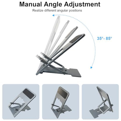 POQOD Ultrathin Cell Phone Stand for Desk, Foldable Phone Stand - color: Grey-Ultrathin