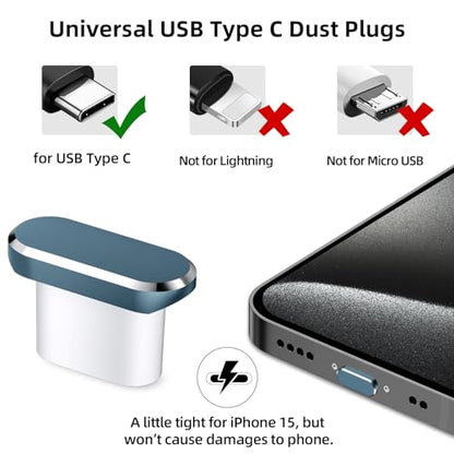 USB C Dust Plugs 5 Pack Anti Dust Charging Port Cover for iPhone 18 Pro Max - color: Grey