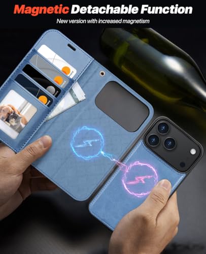 OCASE for iPhone 17 Pro Max Detachable Wallet Case with Card Holder, 2 in 1 PU Leather Flip Folio with RFID Blocking Stand Wrist Strap Shockproof Phone Cover 6.9 Inch 2025, Light Blue - color: Light Blue, size: iPhone 17 Pro Max