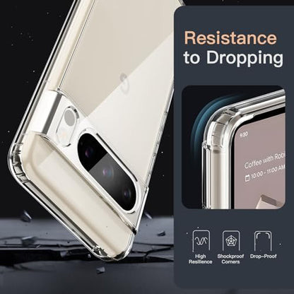 JETech Case for Google Pixel 8 Pro, Anti-Yellowing, Clear | Shockproof Protection, Scratch Resistant Hard PC Back, Durable Transparent TPU Bumper - color: Clear, size: Pixel 8 Pro
