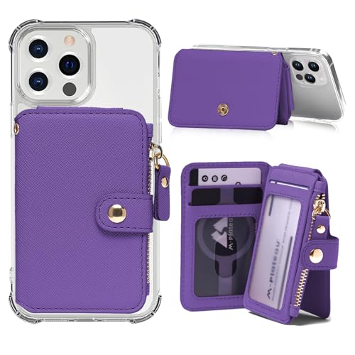 Phone Wallet Stick On, Credit Card Holder for Women Attachable 3M Sticker | Card Holder for Phone case Stick on Attachable Credit Card Holder for Phone (Compatible with Most Smartphones) (Dark Purple) - color: Dark Purple