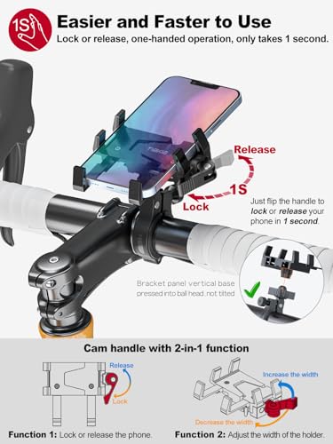 Tiakia Bike Phone Mount Holder, 360° Rotation for 4.5-7 Inch Handlebar - color: Black-1