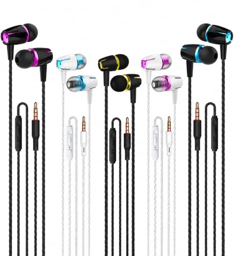 Kamon 5 Pack Wired Earbuds Headphones with 3.5mm AUX Plug Earphones (K1) - color: K1