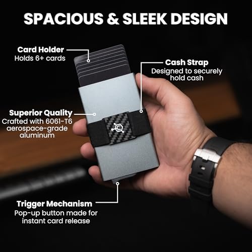 CODE 118 Wallet for Men - Slim Minimalist Aluminum Magnetic Card Holder - RFID Blocking Front Pocket Mag Safe Wallet with Strong Magnet Attachment (Slate Grey) - color: Slate Grey