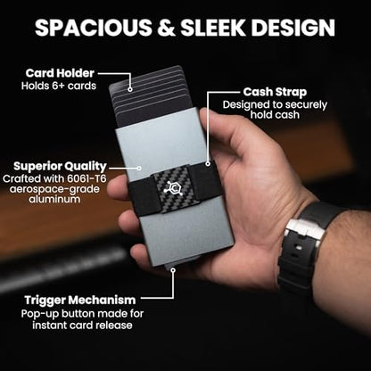 CODE 118 Wallet for Men - Slim Minimalist Aluminum Magnetic Card Holder - RFID Blocking Front Pocket Mag Safe Wallet with Strong Magnet Attachment (Slate Grey) - color: Slate Grey