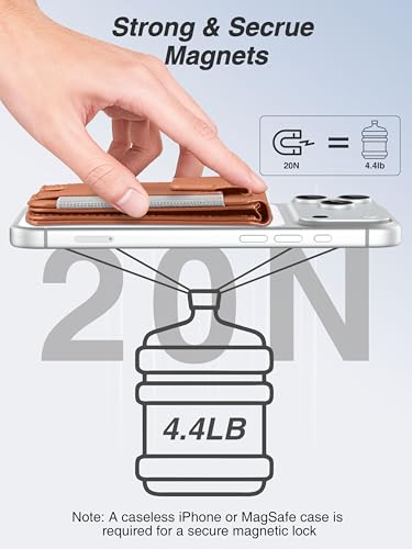 TopMade for MagSafe Wallet with Stand, 9 Cards Holder, Privacy Flap Cover - color: Brown