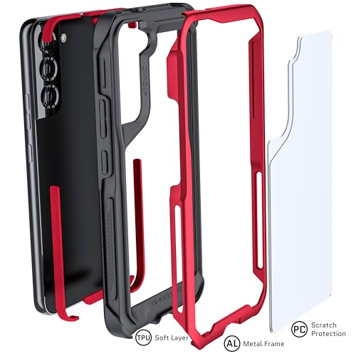 Ghostek ATOMIC slim Samsung S22 Plus Case with Clear Back and Strong Aluminum Bumper Heavy Duty Military Grade Shockproof Lightweight Metal Phone Covers Designed for 2022 Galaxy S22+ 5G (6.6 in) (Red) - color: Red, size: Galaxy S22 Plus