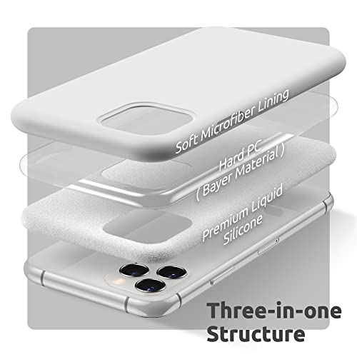 SURPHY Compatible with iPhone 11 Pro Max Case 6.5 inches, Thickened Liquid Silicone Phone Case (with Microfiber Lining) for iPhone 11 Pro Max 2019, White - color: White