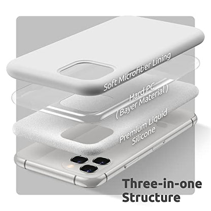 SURPHY Compatible with iPhone 11 Pro Max Case 6.5 inches, Thickened Liquid Silicone Phone Case (with Microfiber Lining) for iPhone 11 Pro Max 2019, White - color: White