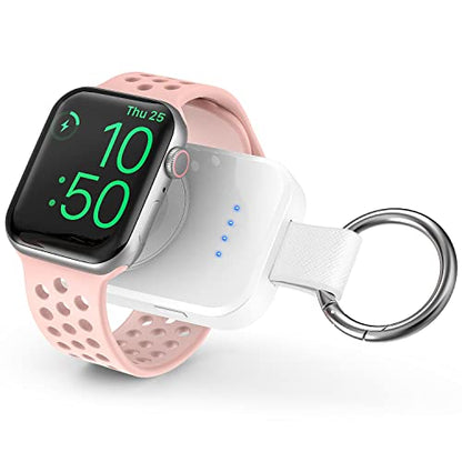 Portable Wireless Charger for Apple Watch Travel Magnetic iWatch Power Bank - color: White