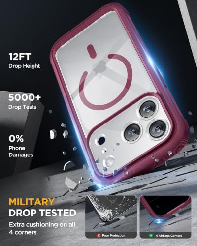Miracase for iPhone 17 Pro Privacy Series Case, Magsafe, Cherry - color: Cherry, size: iPhone 17 Pro