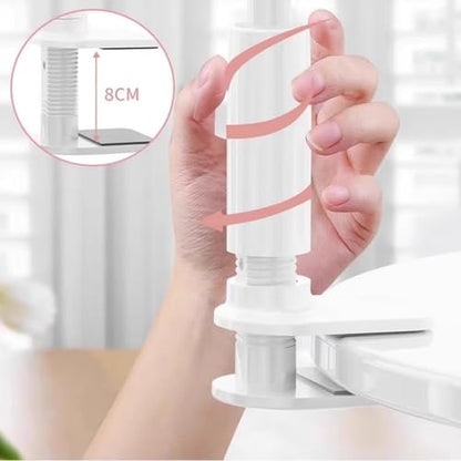 Metal Arm Phone Holder for Bedside Table Desk Adjustable Clamp Stand for Mobile Device Screen 360 Degree Rotation Design Bedside Phone Holder for Watching Moviesp - color: Black